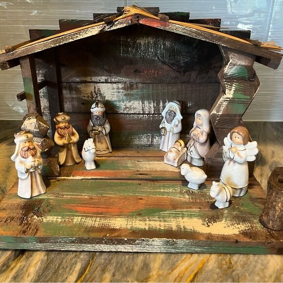 Italian wood and ceramic nativity set - Picture 4 of 9